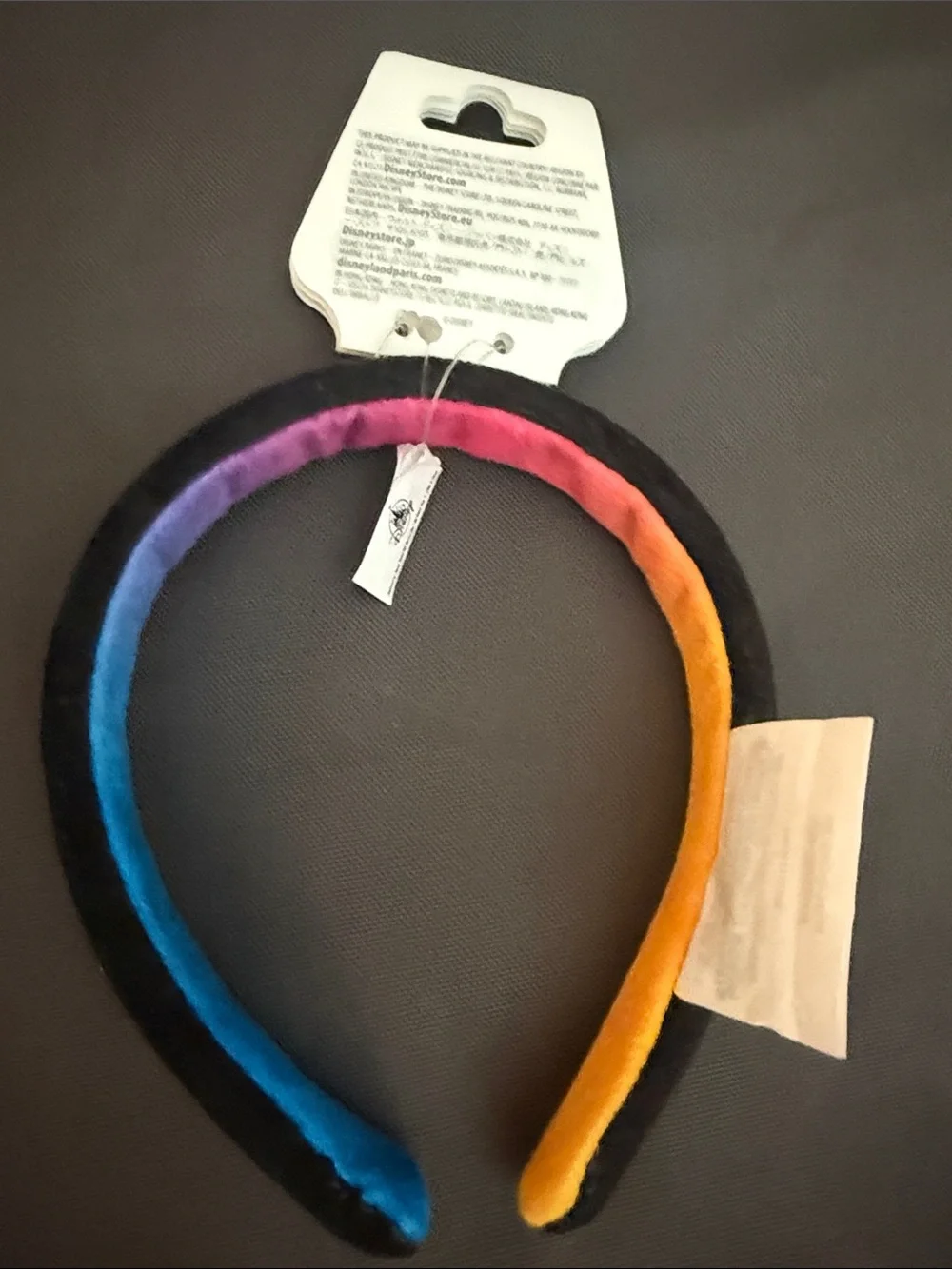 Disney Rainbow Velvet Padded Headband in Black, Pink, Purple Disneyland 70